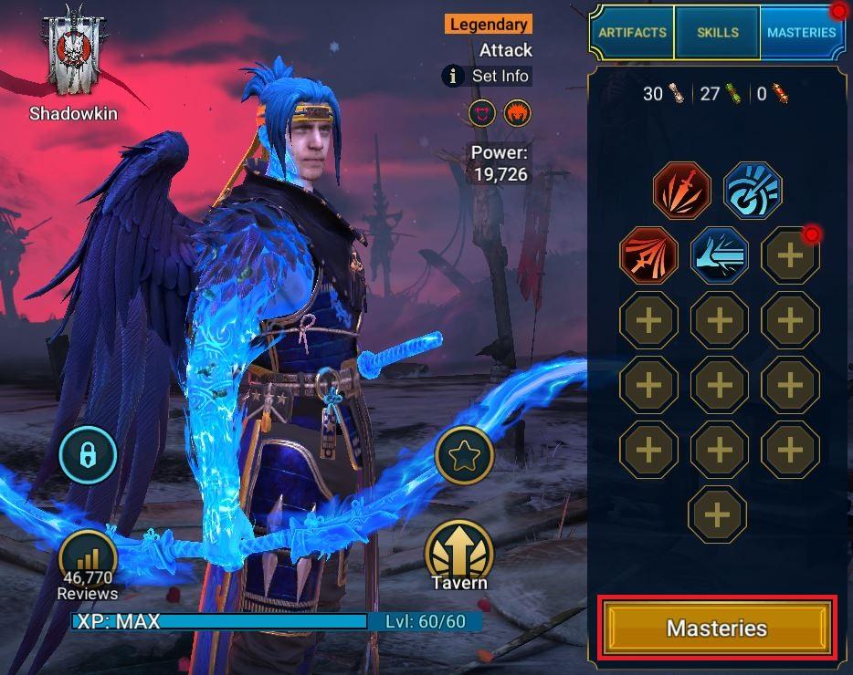Raid Shadow Legends Activating Masteries