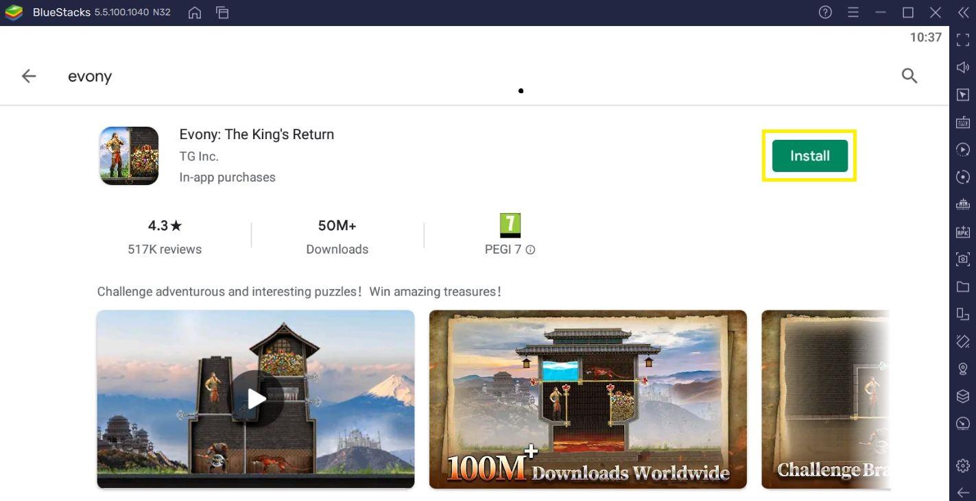Install Evony on your PC