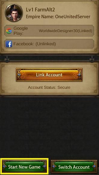 Start new Evony account