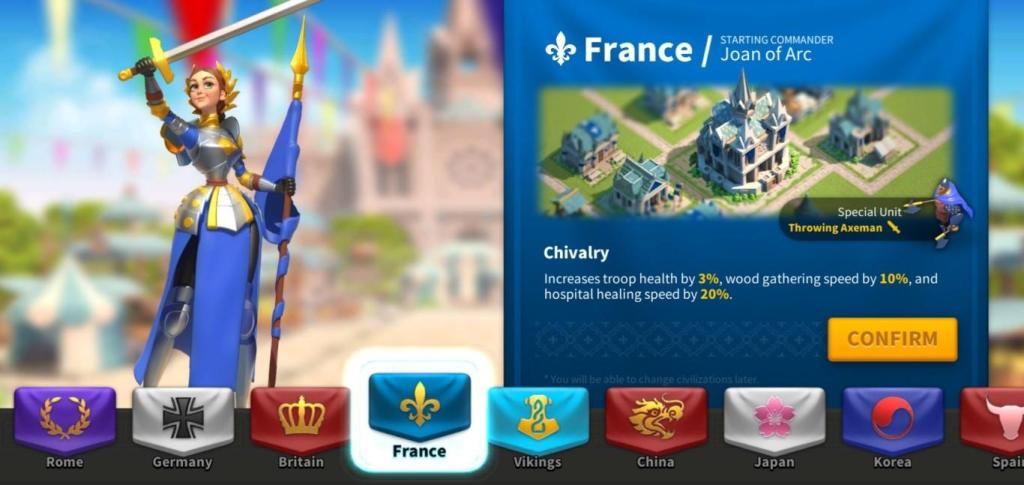 Rise of Kingdoms Farm Account Civilization France