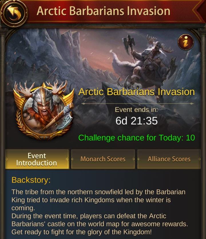 Evony Arctiv Barbarians Invasion Event Chances
