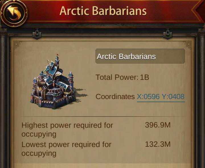 Maximum Occupying Power in a Arctic Barbarians Invasion Castle