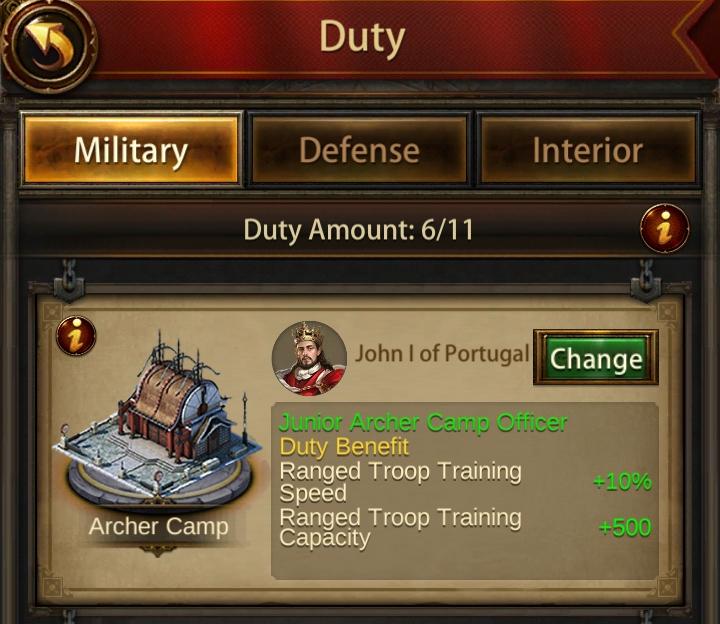 Assigning an Evony Duty General to a building