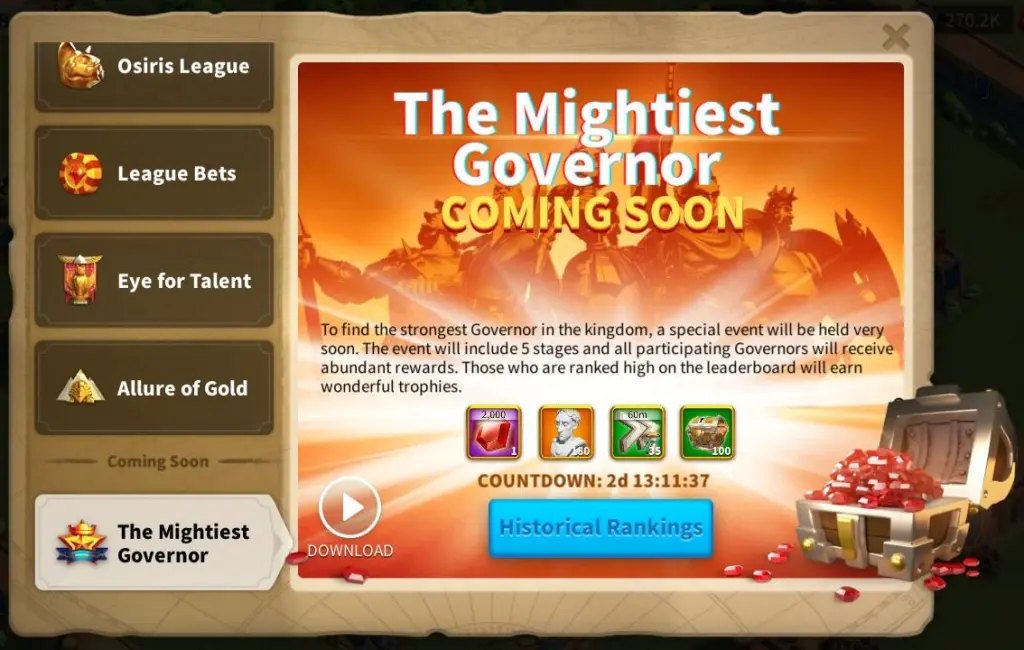 Rise of Kingdoms Mightiest Governor Event