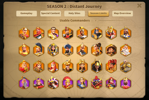 KvK Season Usable Commanders