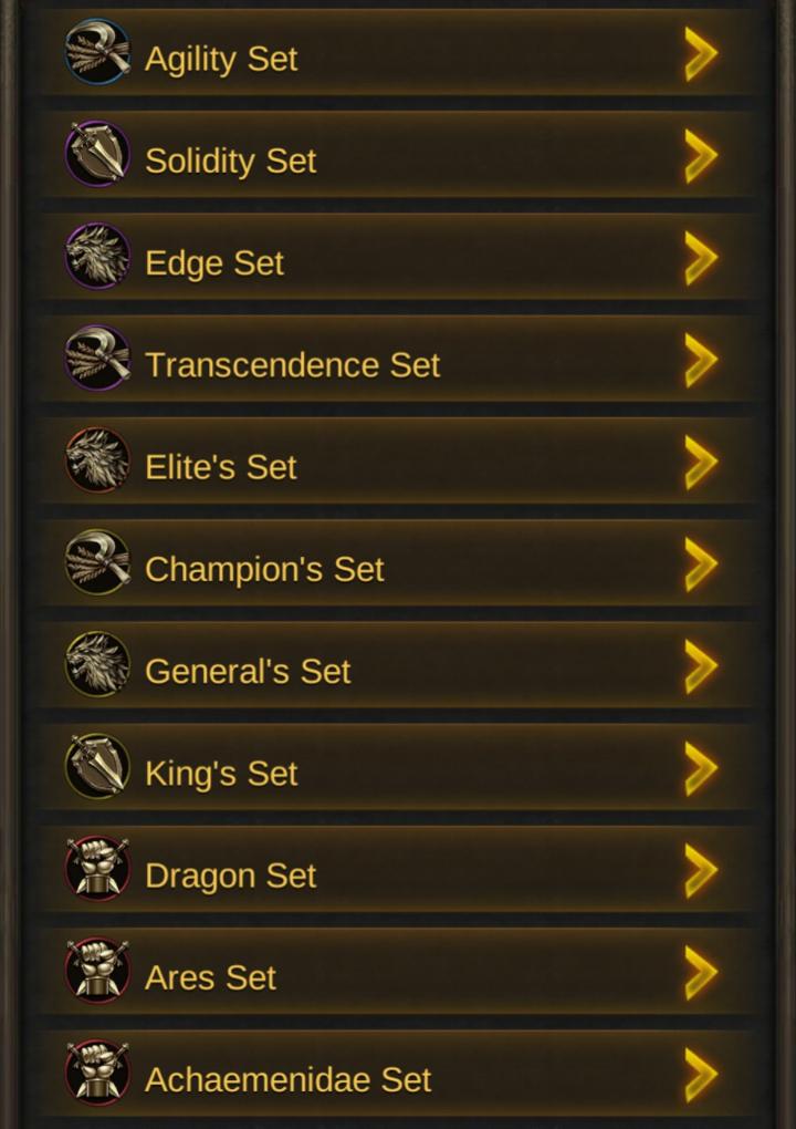 Evony Equipment Crafting Sets