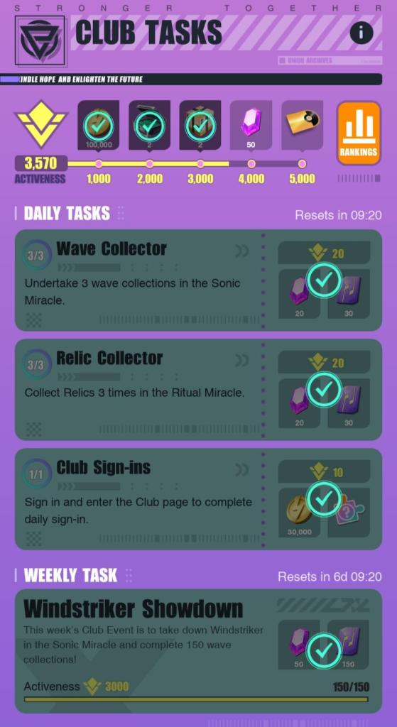 Dislyte Club Tasks