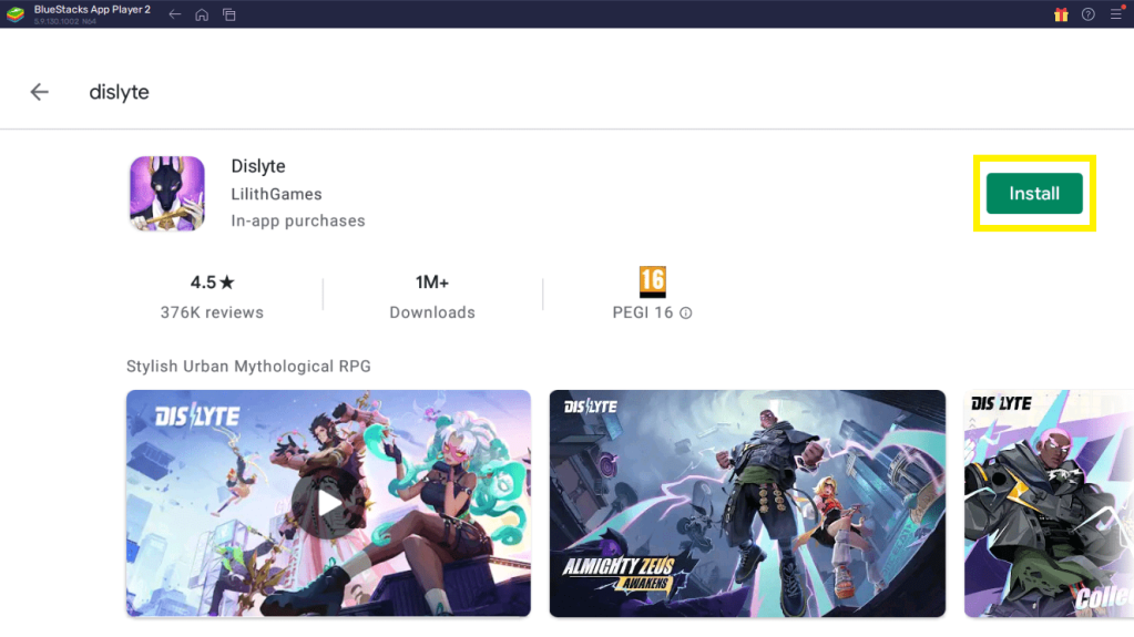 Install Dislyte through the PlayStore for Free on Bluestacks PC
