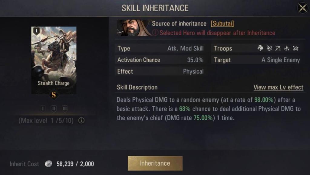 Epic Age Hero Skill Inheritance