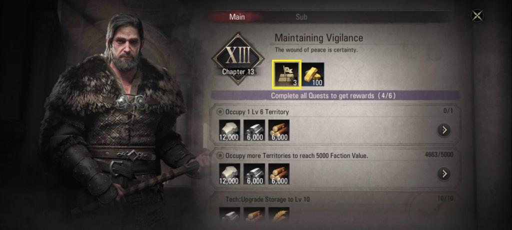 Complete Chapters in Epic Age for increased Territory