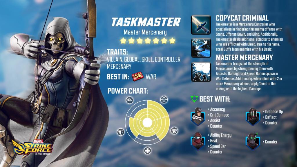 Marvel Strike Force Taskmaster - Mercenary Villain for War Defense