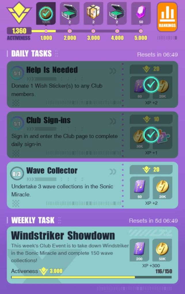 Dislyte Club Tasks for Free Nexus Crystals