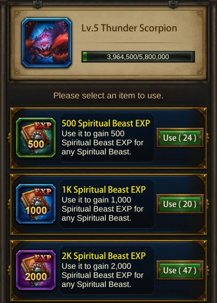 Evony Spiritual Beast Guide - Spiritual Beast EXP for Leveling