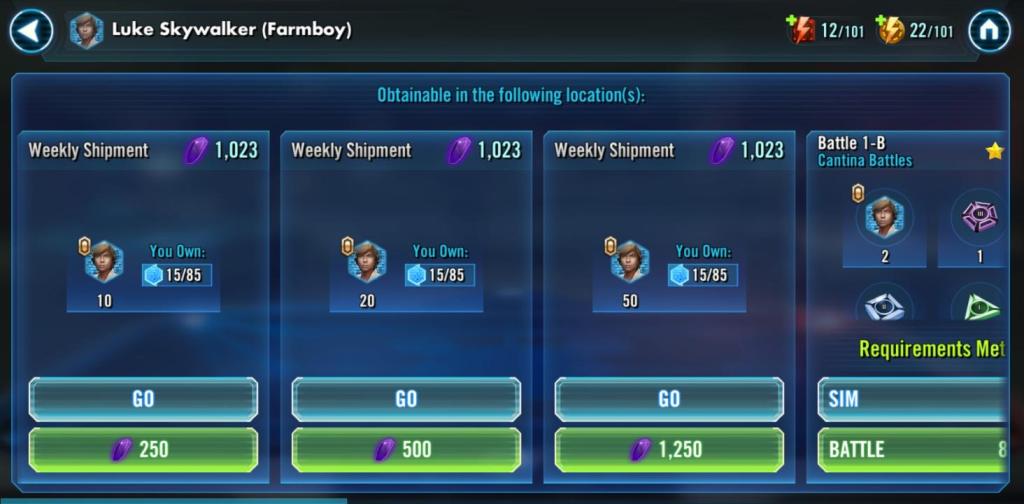 SWGoH Sgard Farming