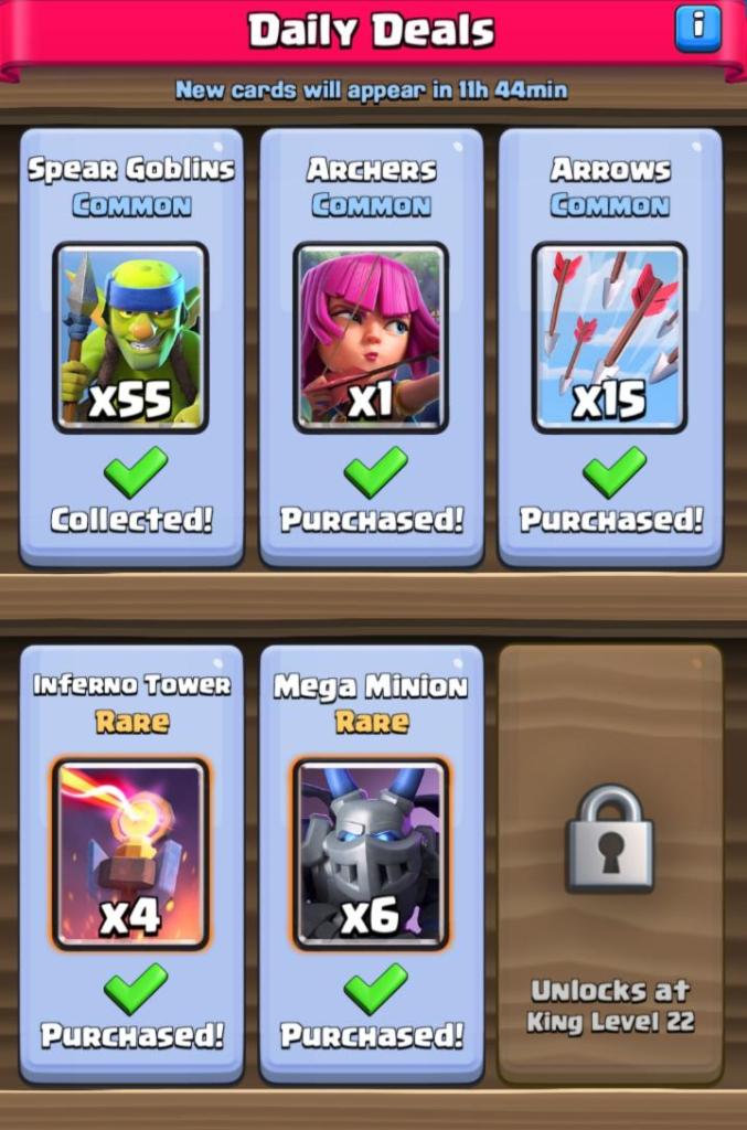 Buying Clash Royale Upgrade Cards