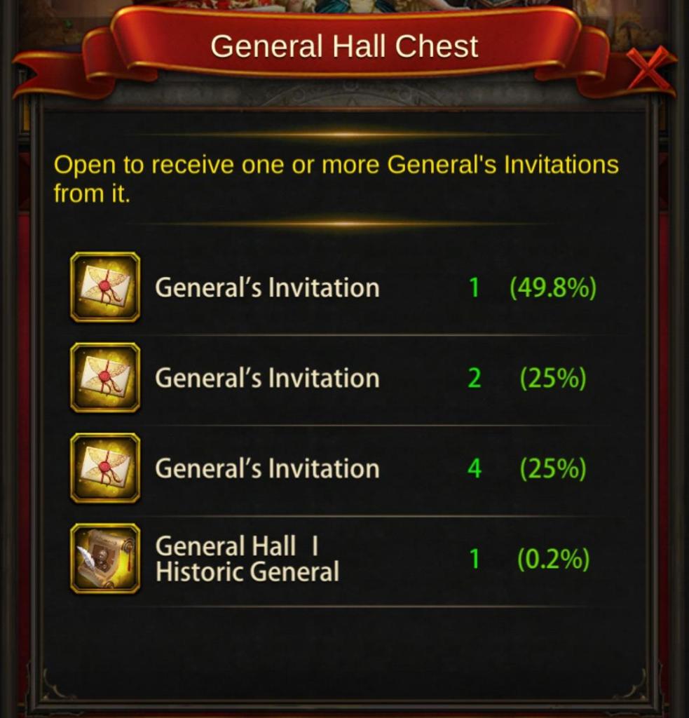 Evony General's Invitation Packs