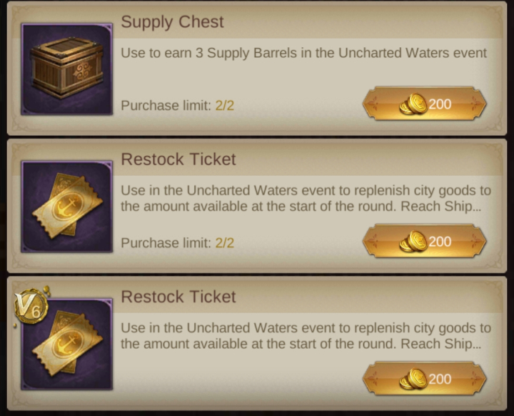 King's Choice Uncharted Waters Guide - Supply Barrels