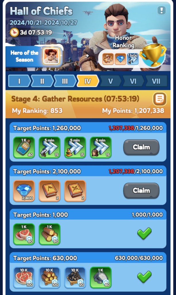 Whiteout Survival Hall of Chiefs Stages